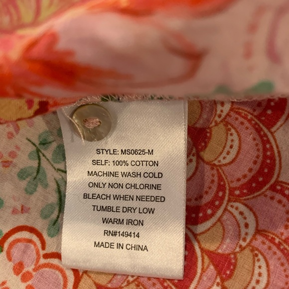 Johnny Was Floral Pajama Top - Pink and Green - Picture 3 of 5